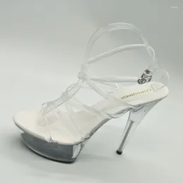 Dance Shoes LAIJIANJINXIA PU Sexy Exotic Pole Dancing Summer Women Sandals 15CM High Heels Buckle Strap Size 34-46 H095