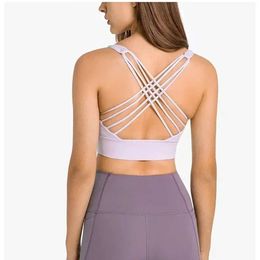 2024 Lu Lu Yoga Bra Women Sports Bra Stretchy Shock-proof Beautiful Back Underwear Gym Exercise Running Vest Lemon Vest Summer Tops Woman