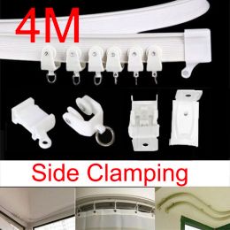 Accessories 4M Curtain Rail Track Side Clamping Flexible Ceiling Mounted For Windows Plastic Bendable Rod Rail Straight Pole Accessories D4