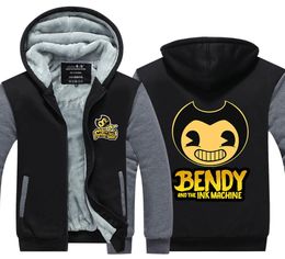 New Game Bendy and the Ink Machine Cashmere Hoodie Zip Up Polyester Hooded Super Warm Fleece Sweatshirts Jacket Coat Long Sleeve t8344890