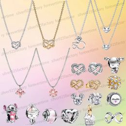 Designer charms earrings Pendant Necklaces for women Mother's Day gift with box fit Pandoras Jewellery Forever Always Splittable Heart Collier Necklaces