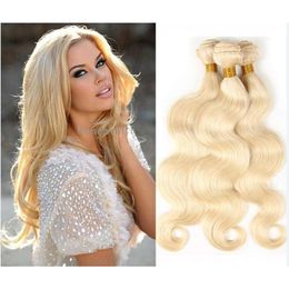 Wave del corpo brasiliano Weave Human Hair Weaves 613 Bionda Two Tone Tone Colore Full Head 3PCS/Lotto Doppio trame Remy Extensions