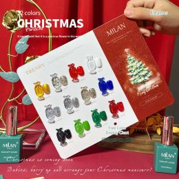 Gel Eleanos 12pcs Christmas Gel Nail Polish Set With Colour Card Red Glitter Winter UV LED Nail Art Gel Semi Permanent Varnishes 15ml