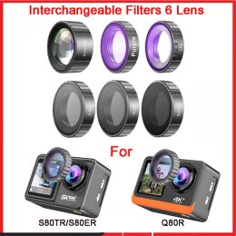 Cameras Interchangeable Filters 6 Lens Include /CPL(Polarizing)/Puple/Macro/ND4/ND8/ND16 Filter For Sports Action Camera S80TR Q80R