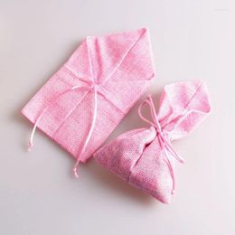 Gift Wrap 10pcs Natural Burlap Drawstring Bag Jewelry Candy Bags Knife&Fork Earrings Brooch Wedding Package Pouches