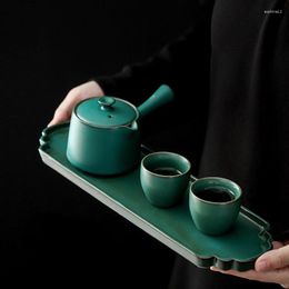 Teaware Sets Chinese-style Ceramic Tea Set 1 Teapot 2 Cups With Tray 4 Pieces Household People Drinking Green