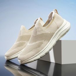 Walking Shoes Men's Sock Sneakers Lightweight Comfy Breathable Slip On Male Casual Pull-on Daily Men Anti-slip