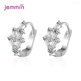 Hoop Earrings Elegant Gold Colour Zirconia Pierced For Women Fashion 925 Silver CZ Stone Wedding Bridal Jewellery Gift
