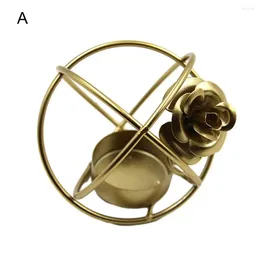 Candle Holders Geometric Style Holder Elegant Iron Art Hollow Ball European 3d Flower For Candlelight