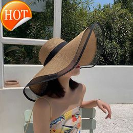 Hepburn Hood Childrens Summer Sun Protection and Sunshade Big Brim Straw Hat Traveling Hat Seaside Versatile Holiday Beach
