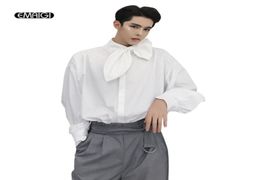 Men Bow Tie Leaf Collar Long Sleeve Shirts Male Fashion Casual Loose Gothic Style Dress Shirts Stage Costumes9969522