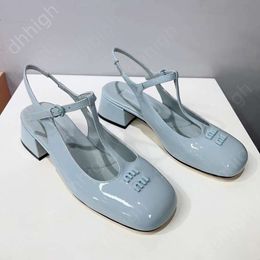 Dress Shoes MIUI ballet flat shoe Female Summer Fashion Temperament Patent Leather Mary Jane Womens Shoes Shallow Mouth High-heeled Single Shoes
