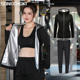 Sauna Suit Women Plus Size Gym Clothing Sets for Sweating Weight Loss Female Sports Active Wear Slimming Tracksuit 240401