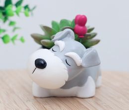 EcoFriendly Schnauzer Dog Pot Animal Shape Resin Flowerpot Garden Decor Pots Succulent Plants Holder Gift Ideas For Him5610504