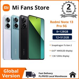 Version Global Xiaomi Redmi Note 13 Pro 5G Smartphone NFC 6.67 Inch 120hz AMOLED Screen Snapdragon 7s 67w Turbo Charge 5100mah