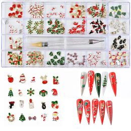 Decorations 200Pcs Nail Art Charms Kit,Christmas Nail Charms Rhinestones Box Mixed Snowflake/Reindeer/Candy/Cane for Nails Accessories#15Mod