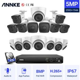 System ANNKE 16CH 5MP POE NVR Kit Security Camera System Two Way Audio H.265+ IP Camera 8MP 4K NVR Outdoor CCTV Video Surveillance Set