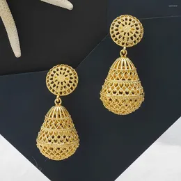 Dangle Earrings Fine Gold Colour Fashion Hollow Out Ball Beads Drops For Women Jewellery Gift Party