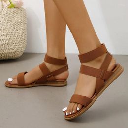 Sandals Shoes Female 2024 High Quality Gladiator Women's Summer Retro Daily Women Peep Toe Flat