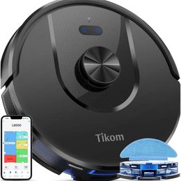 Revolutionise Your Cleaning Routine with Tikom Robot Vacuum and Mop Combo L8000 - Laser LiDAR Navigation, 3000Pa Suction, 150Mins Max Runtime, NoGoZones, Virtual Walls