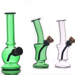 Wholesale Cheap MINI Smoking tobacco pipe Cheap mix Colourful Travel glass water dab rig bong Hookah with metal dry herb smoking bowl xmas gift