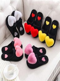 Women Warm Slippers Ladies Cotton Fashion Winter Flat Shoes Female Indoor Comfort Cute Love Heart Plush Non Slip Woman Slipper P083422057