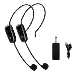 Microphones Wireless Microphone Earphone Headset Echargeable Dual Headset Mic System Mutifunction For Teach Speech