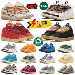 Mesh Curb Woven Casual Shoes Embossed Leather Men Women Platform Sole White Ivory Red Pale Black Blue Pink Green Mul lanvineliness lanvinliness lavines lavinly NJMO