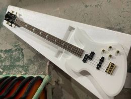 4 Strings White Electric Bass Guitar with Golden Hardware Rosewood Fingerboard Can be customized