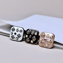 Metal Square Camellia Diy Sewing Button Cute NO5 Buttons for Shirt Sweater Coat Cardigan 3 Colours