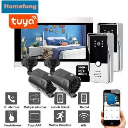 Doorbells Homefong 1080p Tuya Smart Home Video Intercom Door Phone Doorbell Camera Security Protection 7" Touch Screen Monitor Record