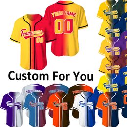 Men's Polos Custom Baseball Jerseys Men Shirt Sublimation Blanks Team/Name Baseball Training T-shirts Sports Uniform Man Plus Size Clothing