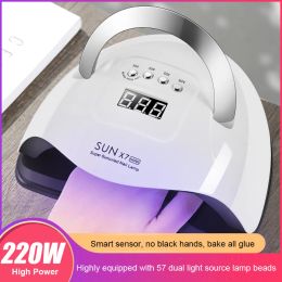 Bolts Sun X7 220w Nail Dryers with Motion Sensing Uv Led Lamp for Nail Art Gel Varnish Polish Baking Professional Nail Equipment Us/eu