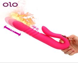 OLO Dildo Vibrator Clitoris Stimulator Heating Vibrator Automatic Telescopic Wand Vaginal Massager Sex Toys For Woman Y1912163295070