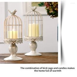 Candle Holders Iron Bird Cage Holder Wedding Decoration Supplies Retro Home Potted Flower Stand Desktop Ornament