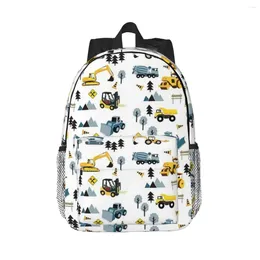 Backpack Blue Construction Trucks And Site Theme Pattern Backpacks Boys Girls Bookbag Students School Bags Laptop Rucksack Shoulder Bag