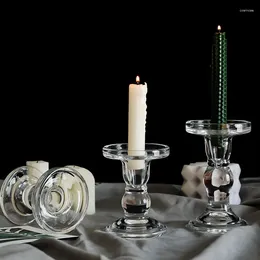 Candle Holders Nordic Miniature Home Decor Table Centrepiece Candlelit Dinner Glass Candlestick Holder Accessories Room Crafts