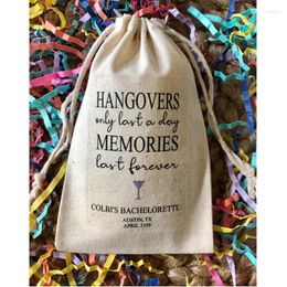 Drawstring Hangovers Only Last A Day Memories Forever Custom Birthday Gift Bags Bachelorette Survival Kit Bag Bridal