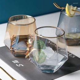 Wine Glasses Hexagonal Diamond Cup Gradual Colorful Glass Creative Water Phnom Penh Whiskey Coffee