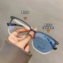 Sunglasses Frames Wood Grain Colour Changing Glasses Retro Anti Blue Light Eyeglass Frame Male Slimming Flat Mirror Female
