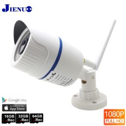 Cameras 1080P Ip Camera Wifi Outdoor Bullet Wireless Surveillance Security Video Audio Home Ipcam Onvif P2P SD Card Slot 2MP JIENUO