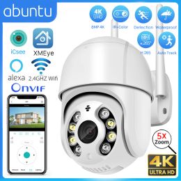 Cameras 8MP 4K Wifi Camera PTZ CCTV Surveillance Camera Outdoor Waterproof Colour Night Vision Auto Tracking 4MP 2MP IP Camera ICSEE APP