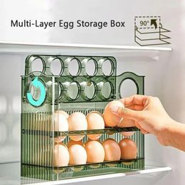 Storage Bottles 3 Tier Egg Holder For Refrigerator Box Kitchen Portable Tray Organizer Acrylic Foldable Large Capacity Container