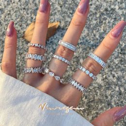 Cluster Rings Vinregem Lab Sapphire Gemstone Fashion 925 Sterling Silver Sparkling Ring For Women Fine Jewellery Wedding Band