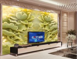 Wallpapers Custom Wallpaper Mural Flowers Jade Lotus 3D Modern For Living Room Bedroom TV Restaurants Backdrop Embossed