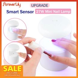 Dryers Smart Sensor Mini Nail Dryer 27W LED UV Lamp Fast Drying Gel Nail Polish Dryer Desktop UV LED Light Home Manicure Art Salon Tool