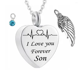 Pendants Angel Wing Cremation Necklace Birthstone Crystal Pendant Ashes Memorial Keepsake Stainless Steel Jewellery For Son