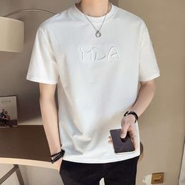 Summer Short Sleeved T-shirt for Men's Solid Colour Trendy Brand Versatile Round Neck Men's Clothing Men's Half Sleeved T-shirt