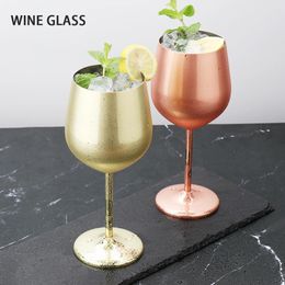 Goblet Champagne Cocktail Tall Glass Stainless Steel Drinking Cup Wine Glasses Single Layer 500ml Large Capacity Party 240408