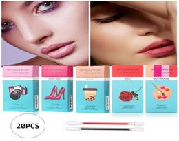 Lip Gloss 20pcsbox Disposable Long Lasting Matte Lipsticks Set Waterproof Cotton Swab Cigarette Case Glaze Kit7824390